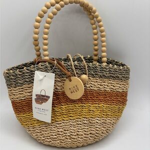 Nine West Tan and Yellow Straw Tote